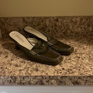 Madeline Stuart Collection Closed Toe Kitten Heel Mule - Olive Green